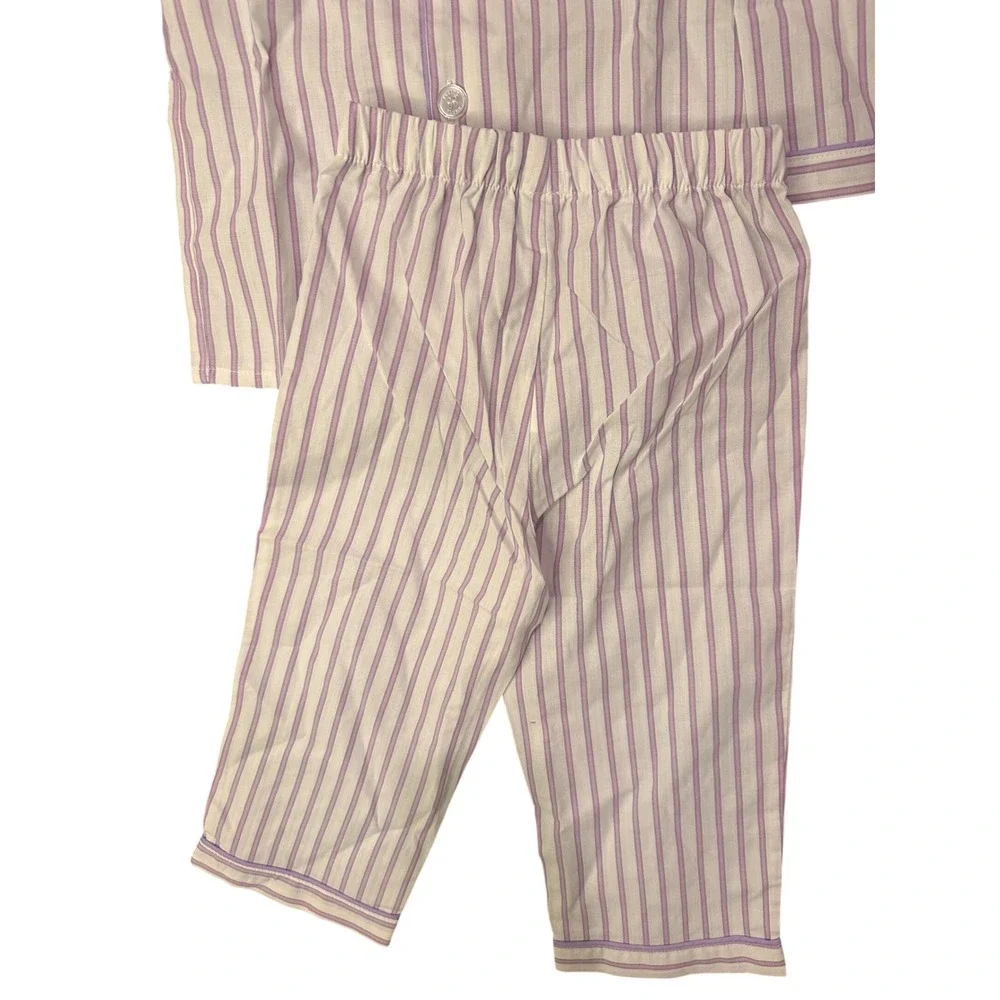 Petite Plume Girls 2 Lavender French Ticking Pajama Set Purple Stripe SPJLFT102